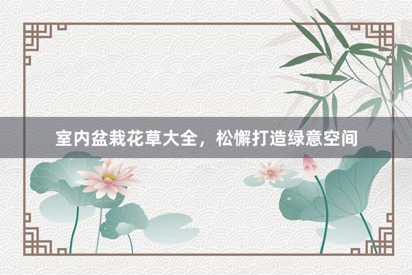 室内盆栽花草大全，松懈打造绿意空间