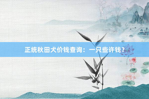 正统秋田犬价钱查询：一只些许钱？
