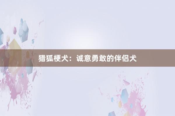 猎狐梗犬：诚意勇敢的伴侣犬